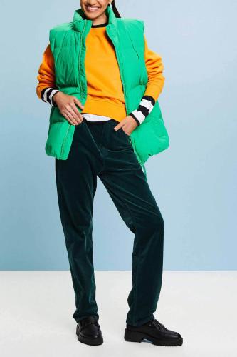 Esprit γυναικείο παντελόνι μονόχρωμο ψηλόμεσο με κοτλέ υφή (32 L) - 103EE1B313 Πράσινο Σμαραγδί 27